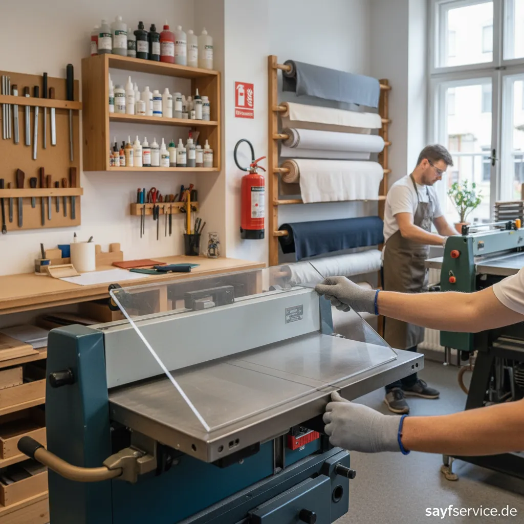 Sicherheitskamera in einer modernen und sauberen Buchbinderei-Werkstatt