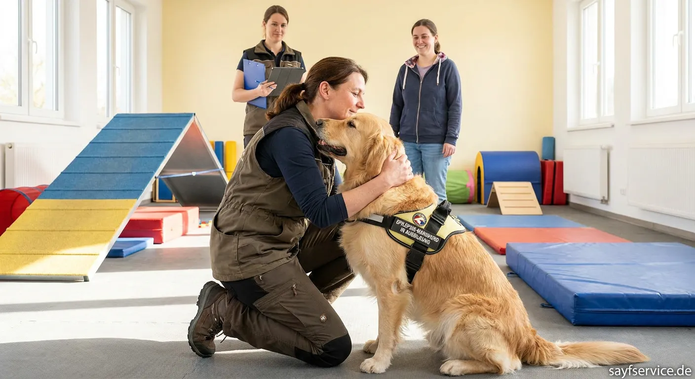 Epilepsiewarnhund während des Trainings