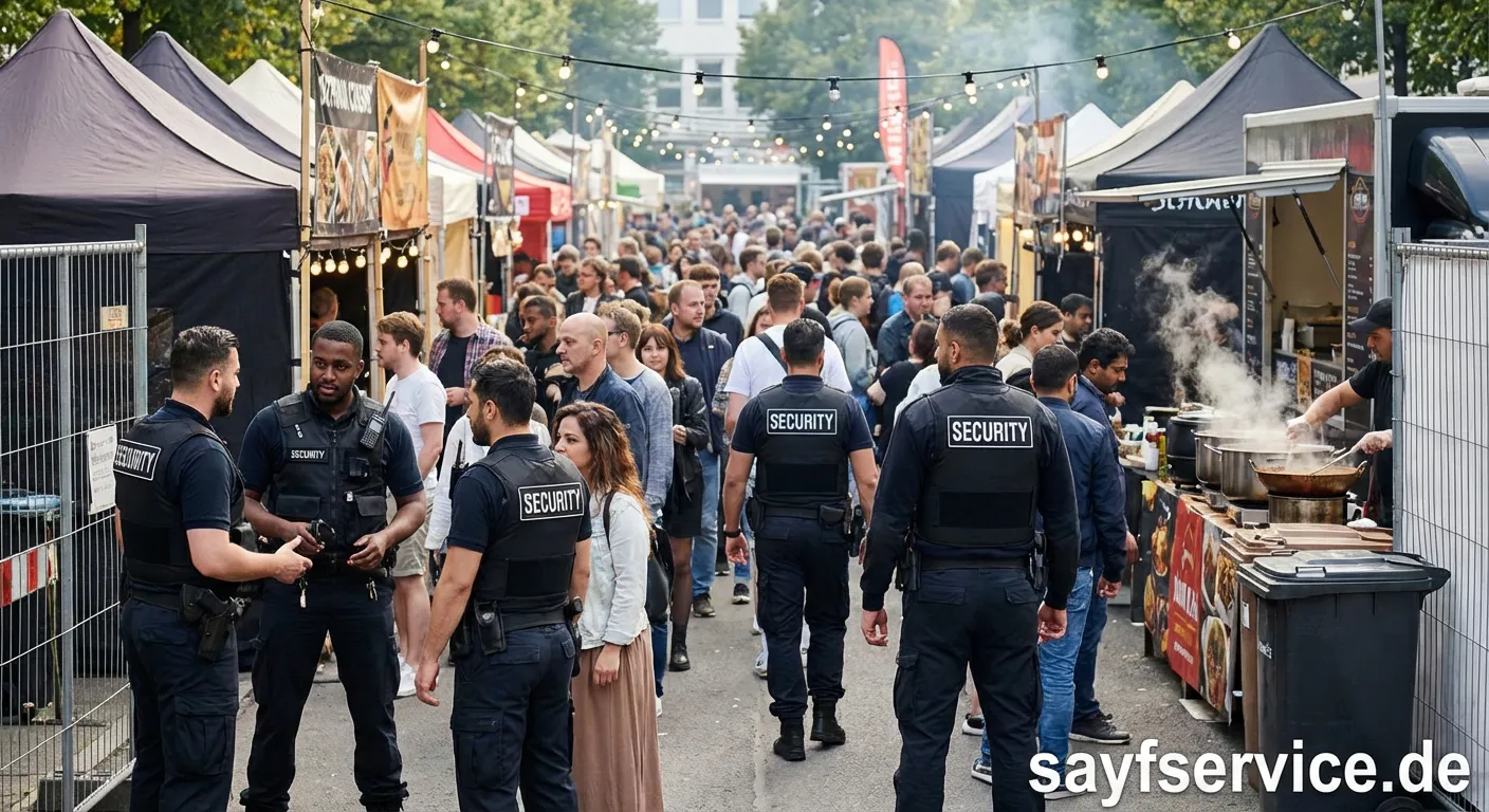 Streetfood-Markt-Security Personal überwacht Veranstaltung