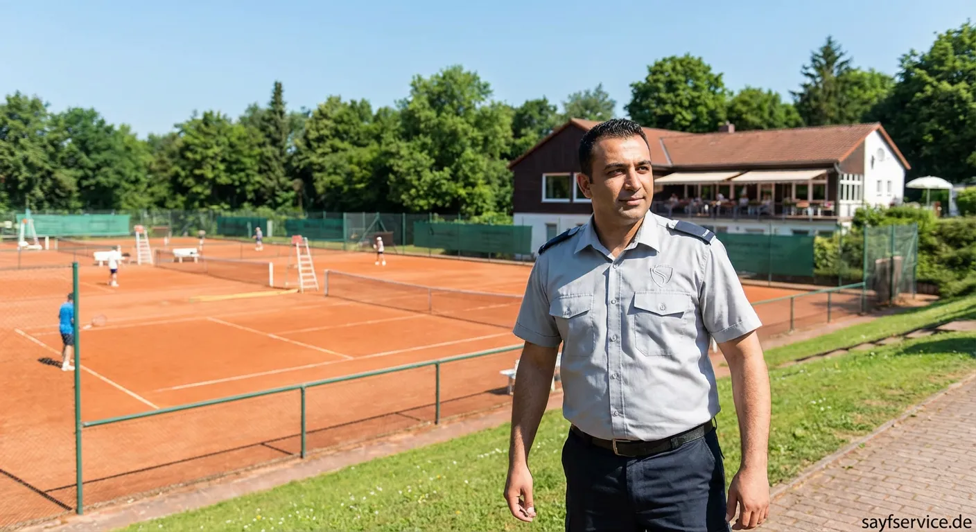 Überwachungskamera an einem Tennisplatz Zaun