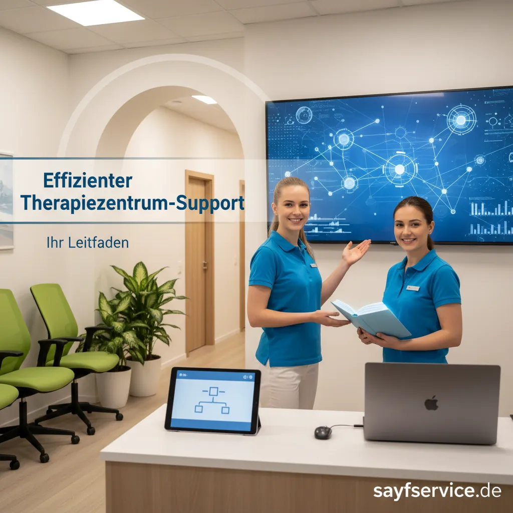 Eine Empfangsperson in einem modernen Therapiezentrum
