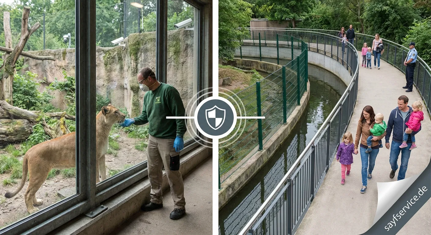 Ein Sicherheitsbeamter patrouilliert in einem Zoo